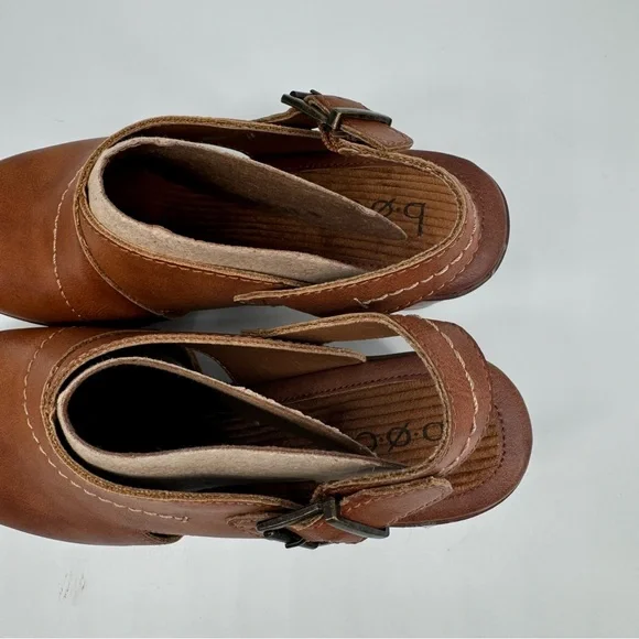B.O.C. Women’s 8M Cecilia Brown Leather Platform Heeled Clog Clogs Shoes - Picture 7 of 13